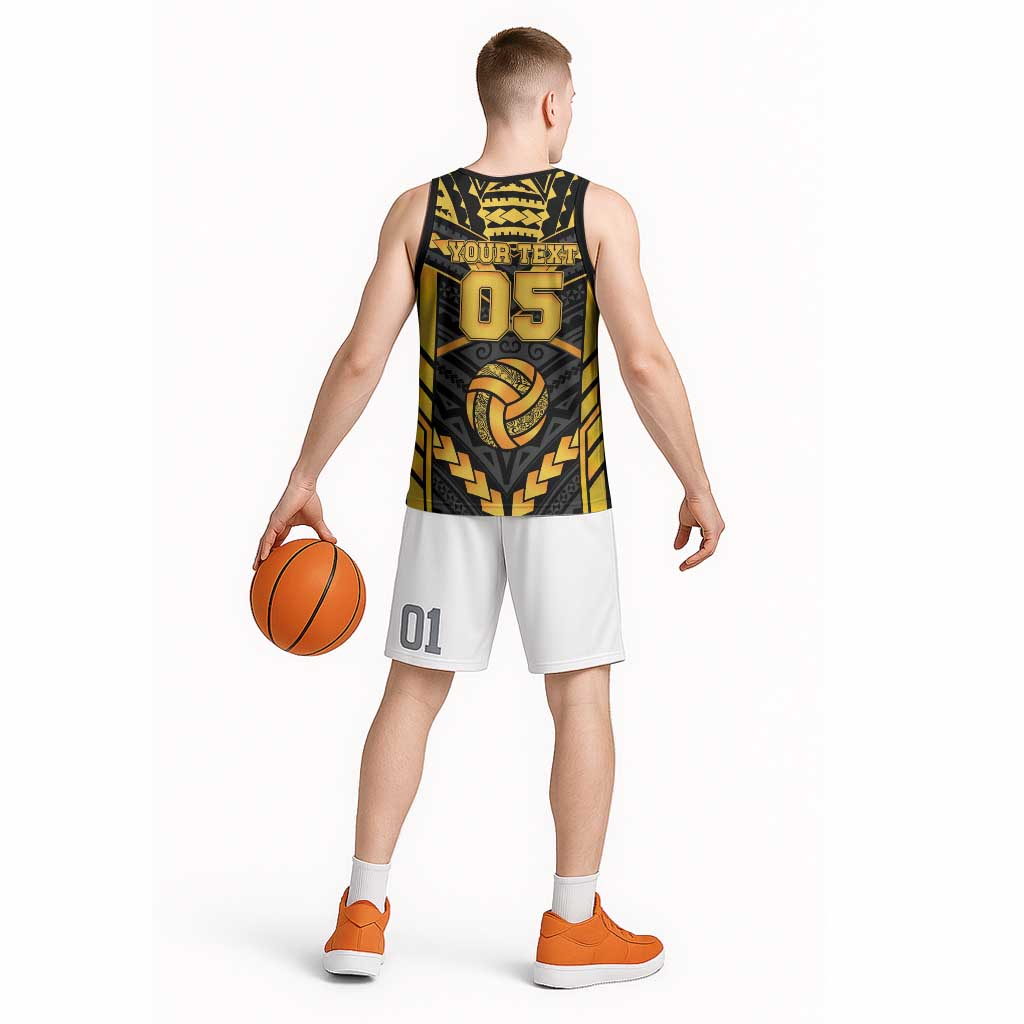 Custom Polynesia Beach Volleyball Basketball Jersey Gold Polynesian Tribal Pattern LT05 - Polynesian Pride