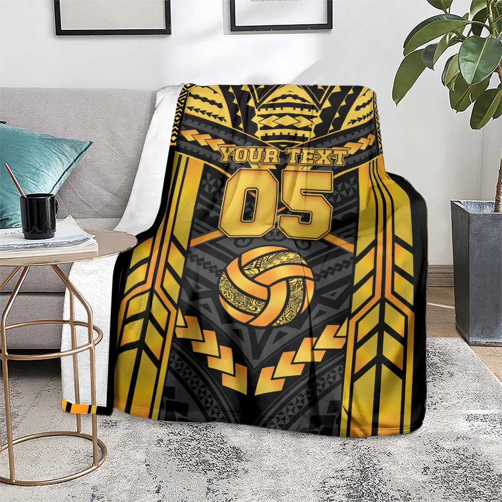 Custom Polynesia Beach Volleyball Blanket Gold Polynesian Tribal Pattern LT05 - Polynesian Pride