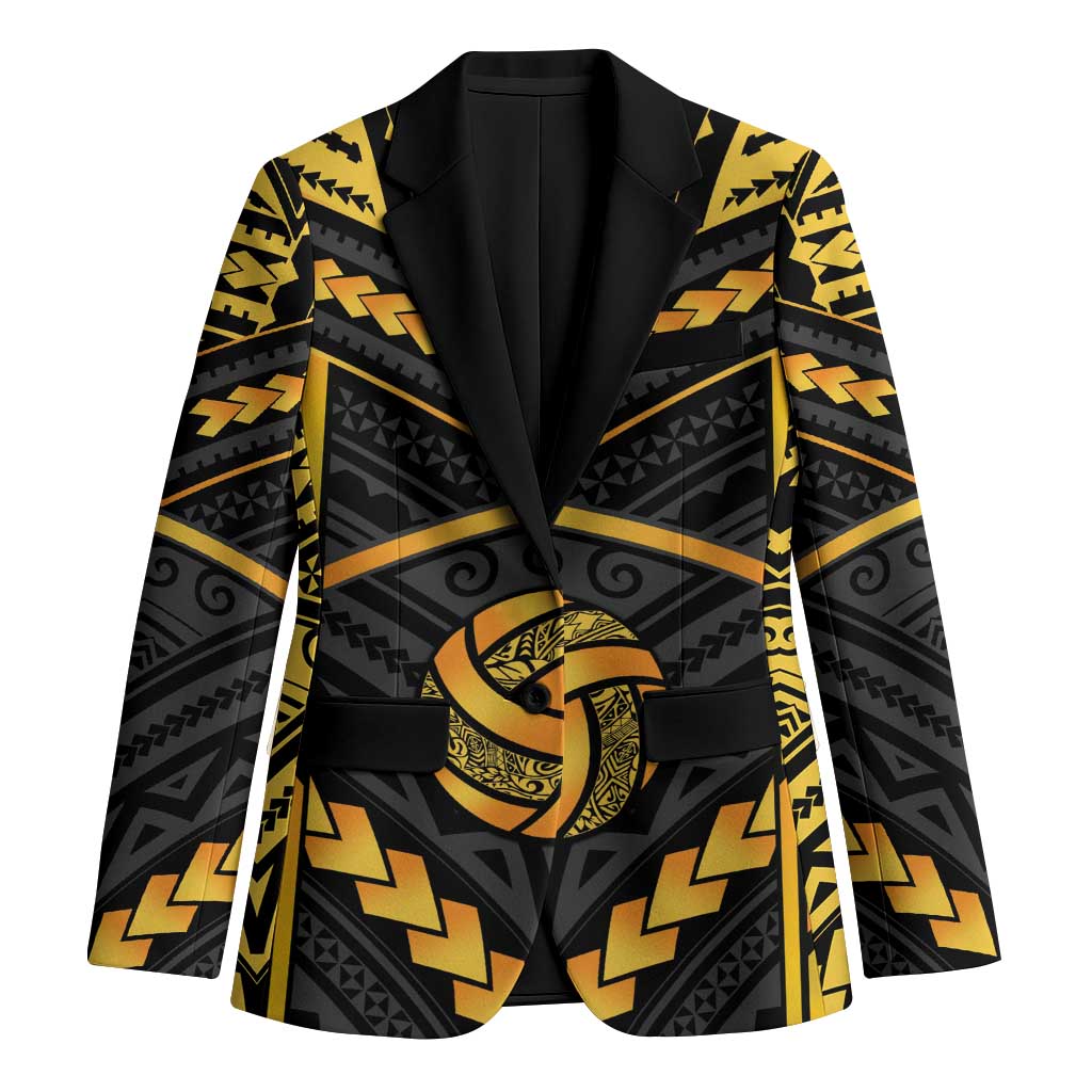 Custom Polynesia Beach Volleyball Blazer Gold Polynesian Tribal Pattern LT05 Unisex Gold - Polynesian Pride