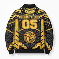 Custom Polynesia Beach Volleyball Bomber Puffer Jacket Gold Polynesian Tribal Pattern LT05 - Polynesian Pride