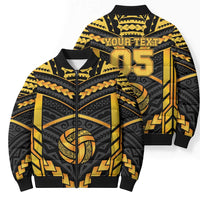 Custom Polynesia Beach Volleyball Bomber Puffer Jacket Gold Polynesian Tribal Pattern LT05 - Polynesian Pride