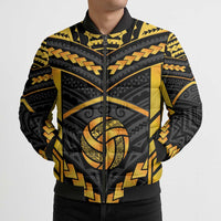 Custom Polynesia Beach Volleyball Bomber Puffer Jacket Gold Polynesian Tribal Pattern LT05 - Polynesian Pride