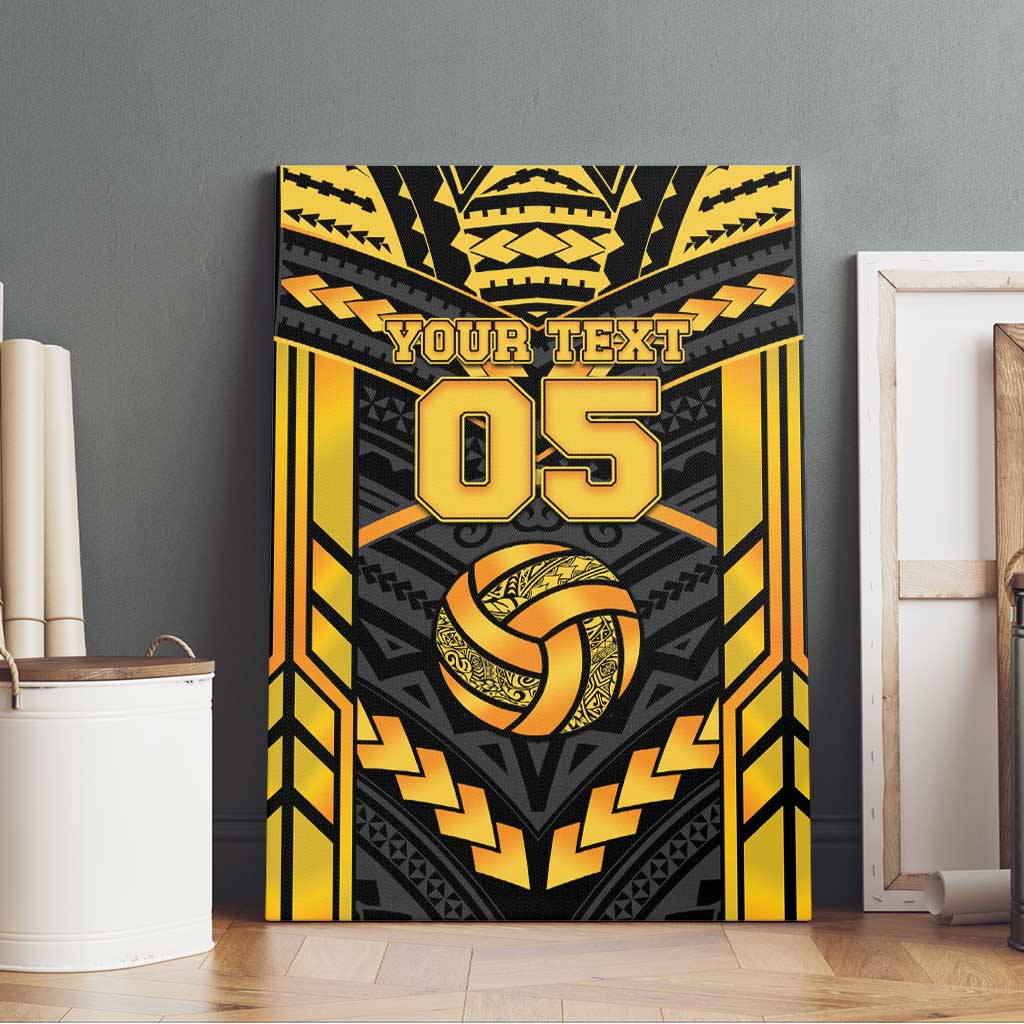 Custom Polynesia Beach Volleyball Canvas Wall Art Gold Polynesian Tribal Pattern LT05 - Polynesian Pride