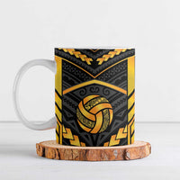 Custom Polynesia Beach Volleyball Ceramic Mug Gold Polynesian Tribal Pattern LT05 Gold - Polynesian Pride