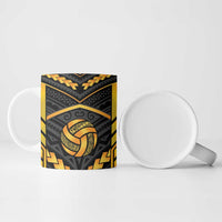 Custom Polynesia Beach Volleyball Ceramic Mug Gold Polynesian Tribal Pattern LT05 - Polynesian Pride