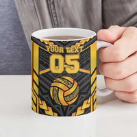 Custom Polynesia Beach Volleyball Ceramic Mug Gold Polynesian Tribal Pattern LT05 - Polynesian Pride