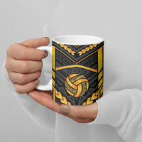 Custom Polynesia Beach Volleyball Ceramic Mug Gold Polynesian Tribal Pattern LT05 - Polynesian Pride