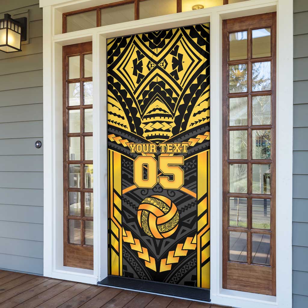 Custom Polynesia Beach Volleyball Door Cover Gold Polynesian Tribal Pattern LT05 - Polynesian Pride