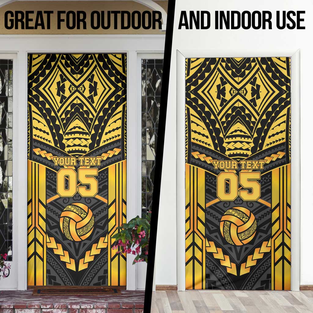 Custom Polynesia Beach Volleyball Door Cover Gold Polynesian Tribal Pattern LT05 - Polynesian Pride