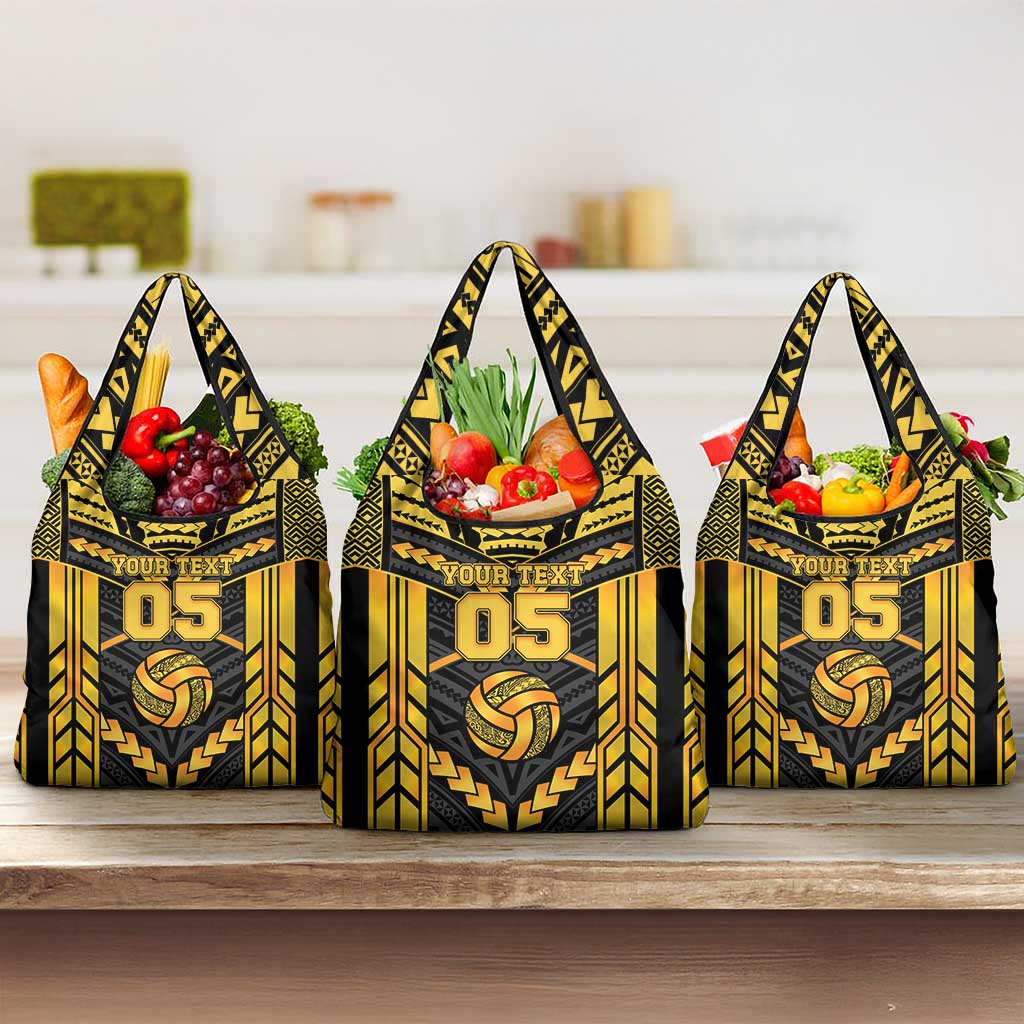 Custom Polynesia Beach Volleyball Grocery Bag Gold Polynesian Tribal Pattern LT05 3-pack One Size Gold - Polynesian Pride