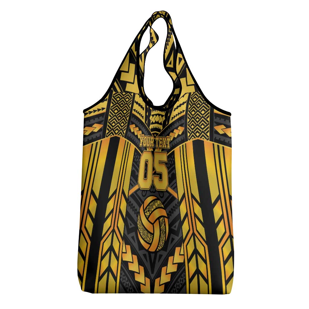Custom Polynesia Beach Volleyball Grocery Bag Gold Polynesian Tribal Pattern LT05 - Polynesian Pride
