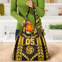 Custom Polynesia Beach Volleyball Grocery Bag Gold Polynesian Tribal Pattern LT05 - Polynesian Pride