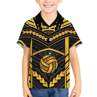 Custom Polynesia Beach Volleyball Kid Hawaiian Shirt Gold Polynesian Tribal Pattern LT05 Kid Gold - Polynesian Pride