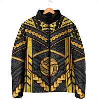 Custom Polynesia Beach Volleyball Padded Jacket Gold Polynesian Tribal Pattern LT05 - Polynesian Pride