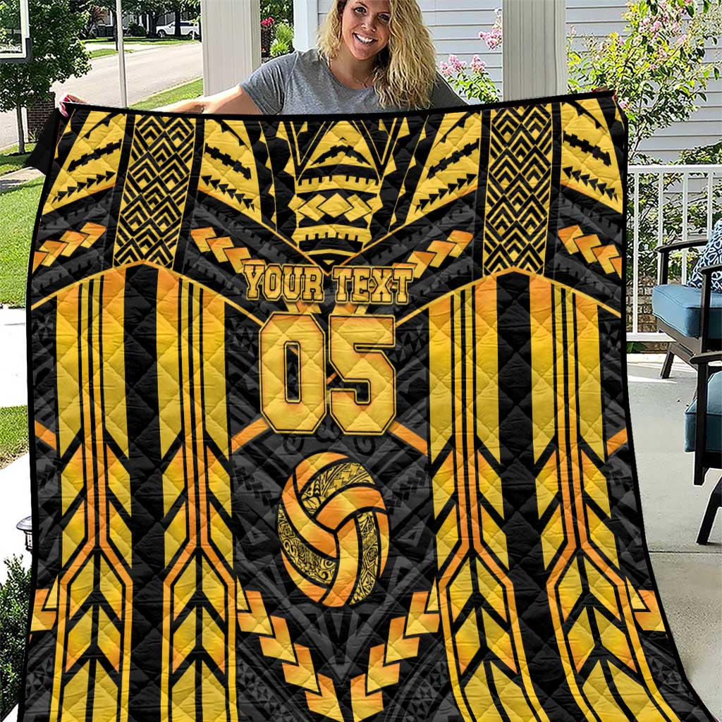 Custom Polynesia Beach Volleyball Quilt Gold Polynesian Tribal Pattern LT05 Gold - Polynesian Pride