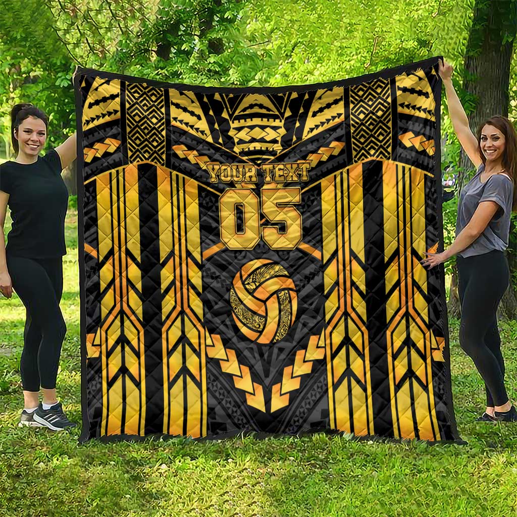 Custom Polynesia Beach Volleyball Quilt Gold Polynesian Tribal Pattern LT05 - Polynesian Pride