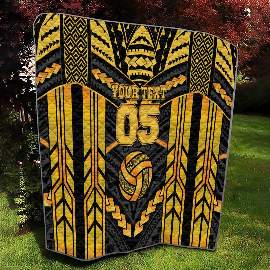 Custom Polynesia Beach Volleyball Quilt Gold Polynesian Tribal Pattern LT05 - Polynesian Pride