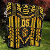 Custom Polynesia Beach Volleyball Quilt Gold Polynesian Tribal Pattern LT05 - Polynesian Pride