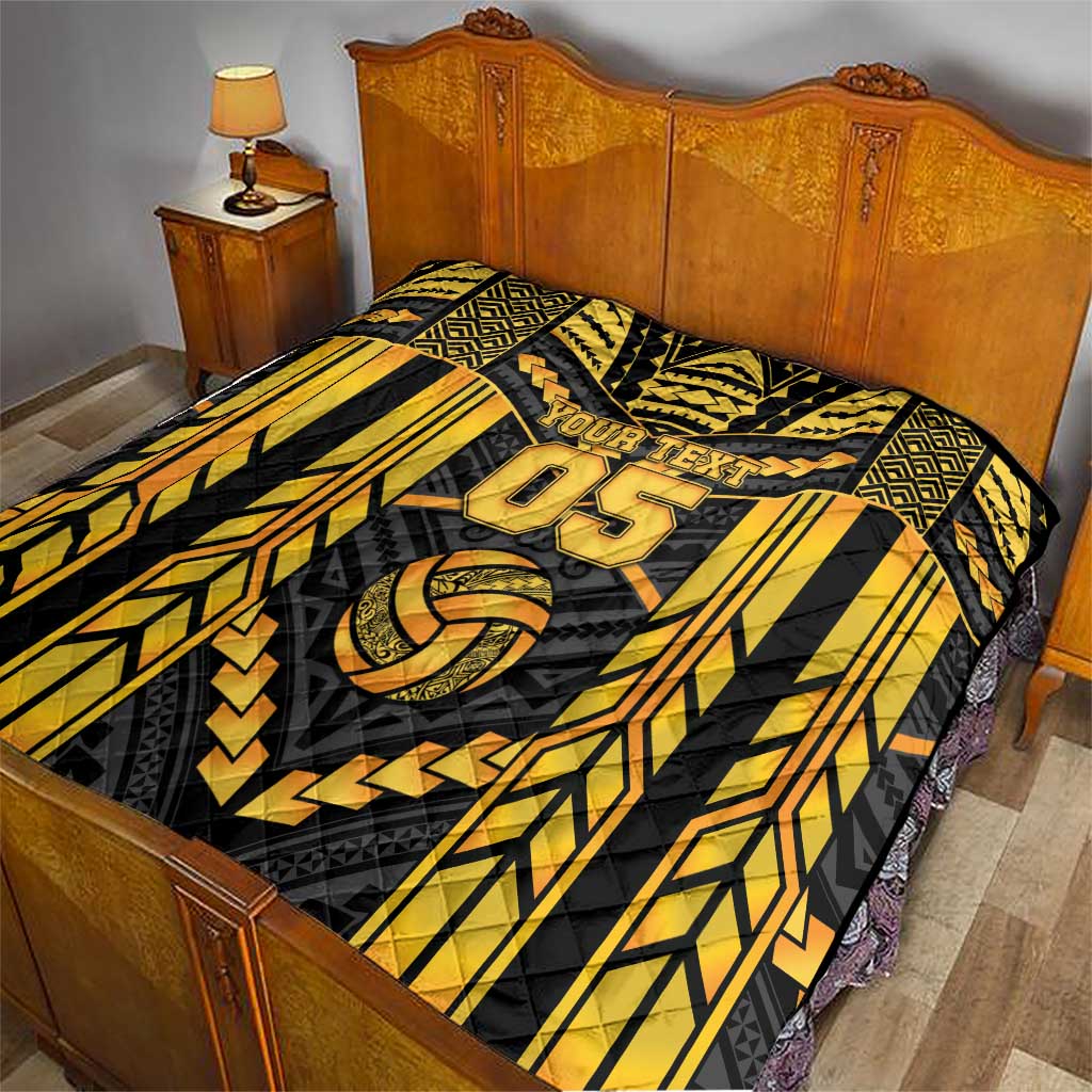 Custom Polynesia Beach Volleyball Quilt Gold Polynesian Tribal Pattern LT05 - Polynesian Pride