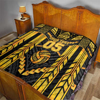 Custom Polynesia Beach Volleyball Quilt Gold Polynesian Tribal Pattern LT05 - Polynesian Pride