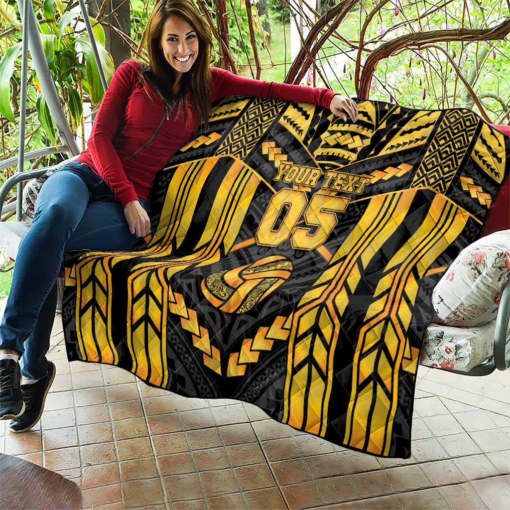 Custom Polynesia Beach Volleyball Quilt Gold Polynesian Tribal Pattern LT05 - Polynesian Pride
