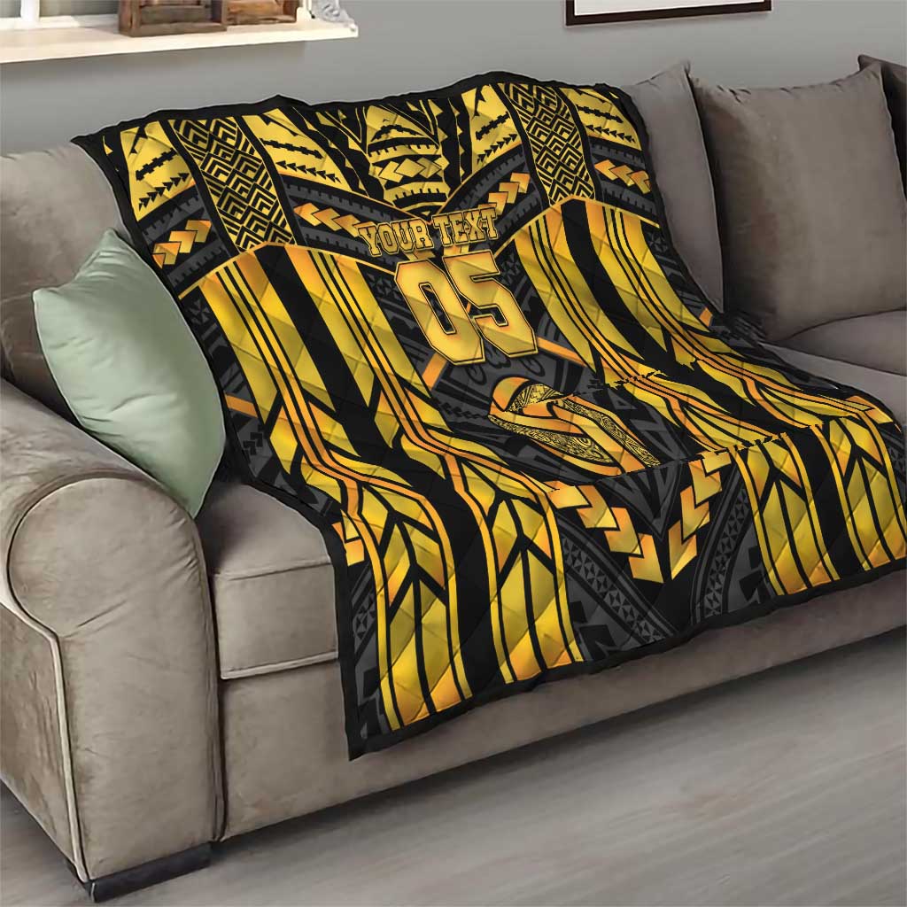 Custom Polynesia Beach Volleyball Quilt Gold Polynesian Tribal Pattern LT05 - Polynesian Pride