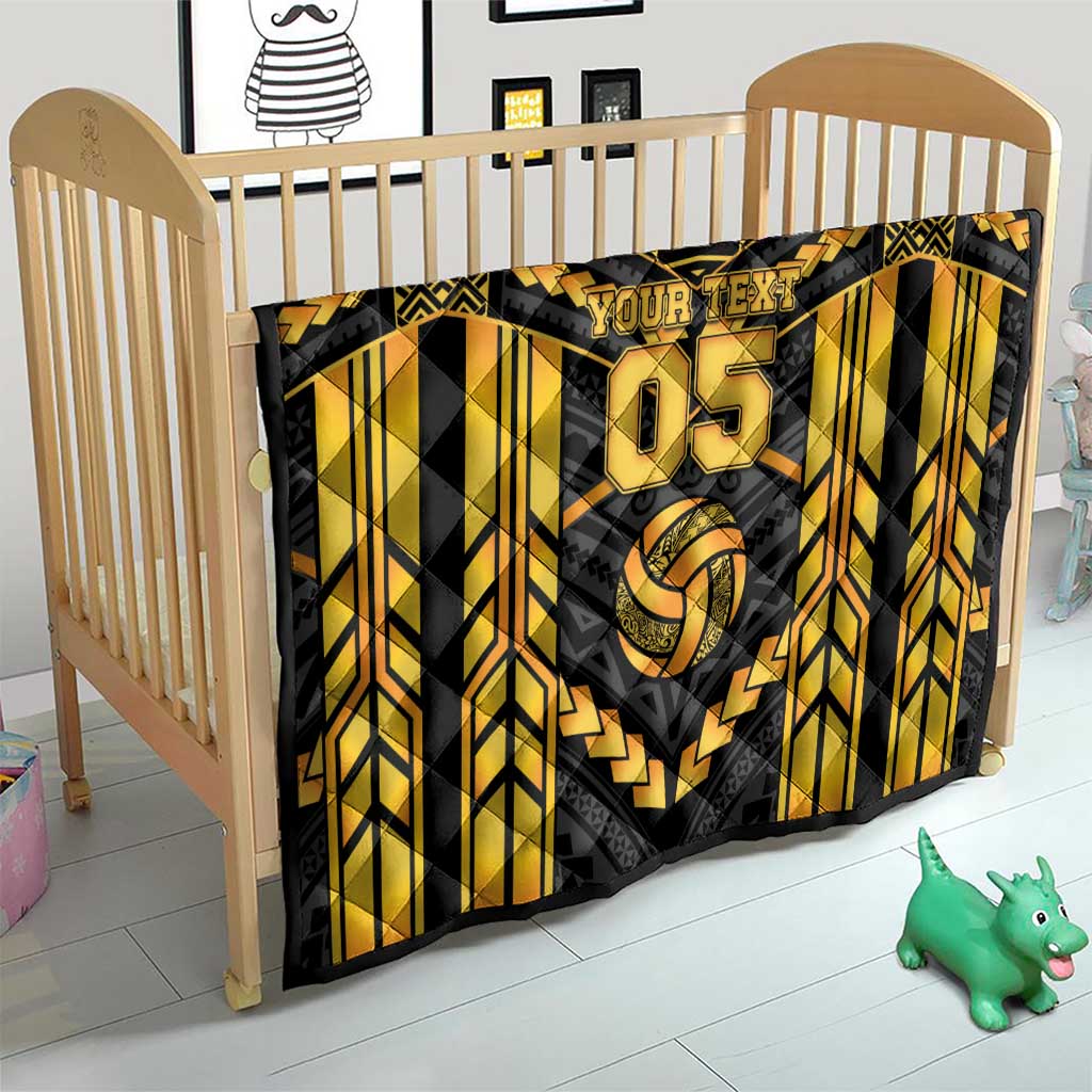 Custom Polynesia Beach Volleyball Quilt Gold Polynesian Tribal Pattern LT05 - Polynesian Pride
