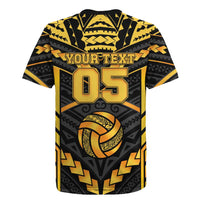 Custom Polynesia Beach Volleyball Rugby Jersey Gold Polynesian Tribal Pattern LT05 - Polynesian Pride