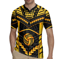 Custom Polynesia Beach Volleyball Rugby Jersey Gold Polynesian Tribal Pattern LT05 - Polynesian Pride