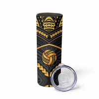 Custom Polynesia Beach Volleyball Skinny Tumbler Gold Polynesian Tribal Pattern LT05 - Polynesian Pride