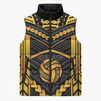 Custom Polynesia Beach Volleyball Sleeveless Puffer Jacket Gold Polynesian Tribal Pattern LT05 Unisex Gold - Polynesian Pride