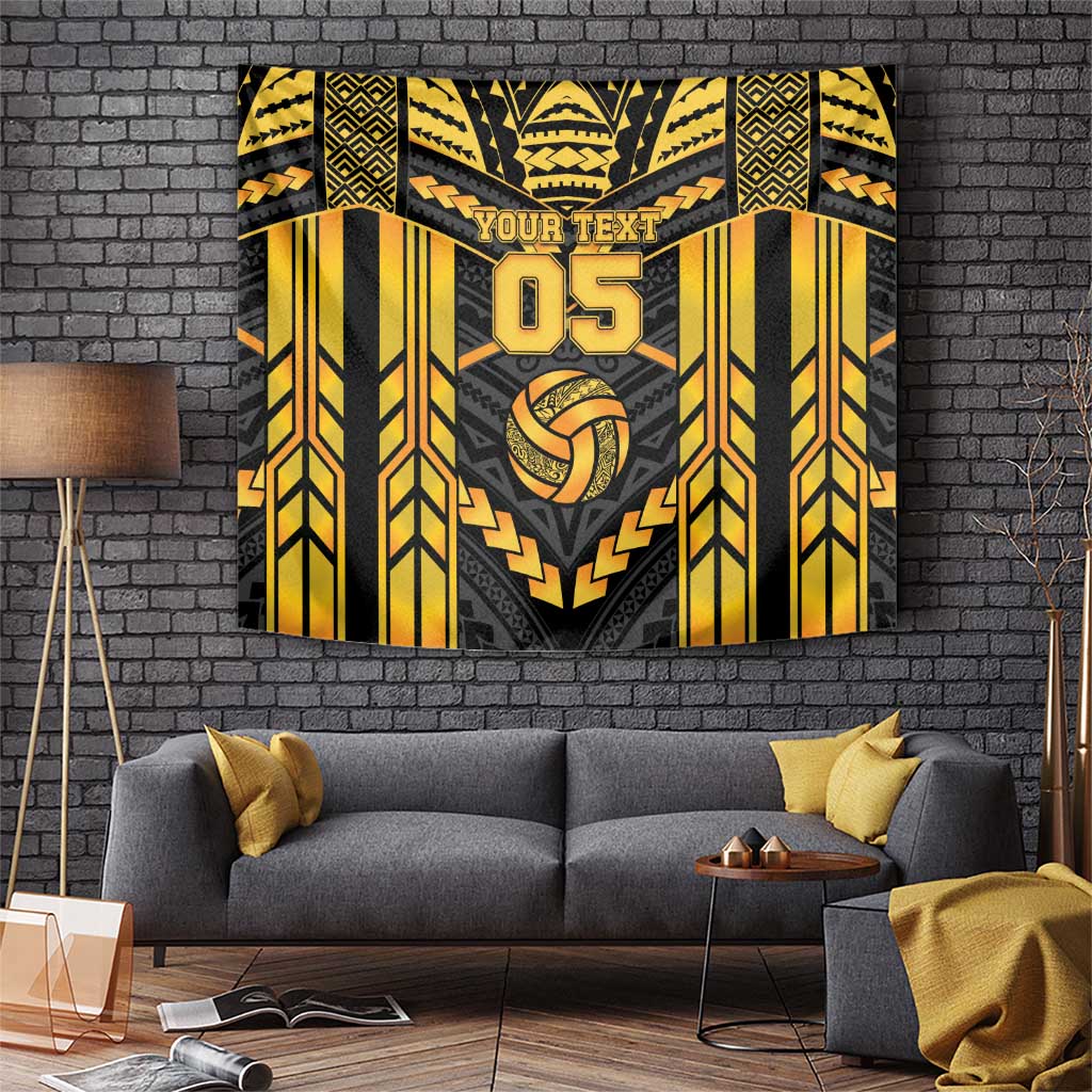 Custom Polynesia Beach Volleyball Tapestry Gold Polynesian Tribal Pattern LT05 Gold - Polynesian Pride