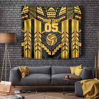 Custom Polynesia Beach Volleyball Tapestry Gold Polynesian Tribal Pattern LT05 Gold - Polynesian Pride