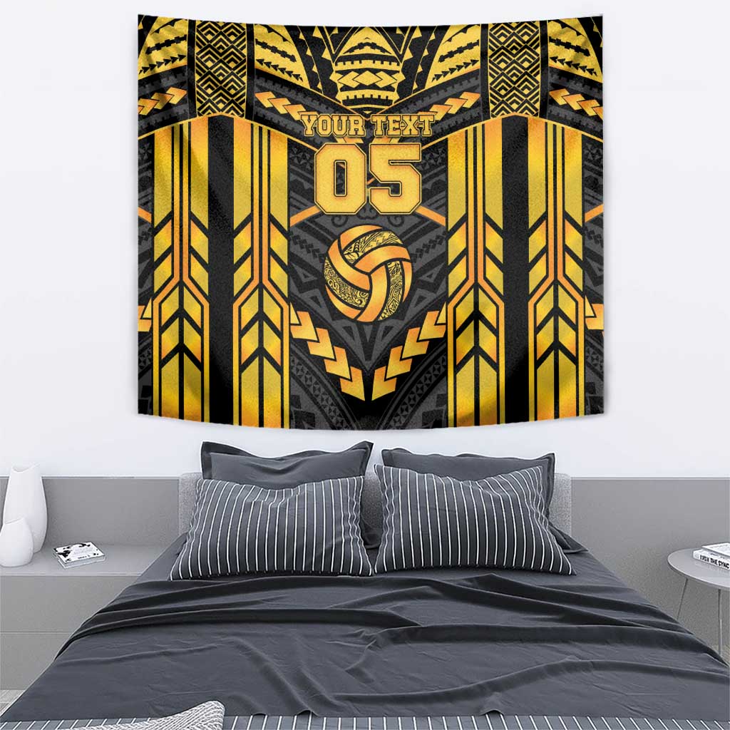 Custom Polynesia Beach Volleyball Tapestry Gold Polynesian Tribal Pattern LT05 - Polynesian Pride