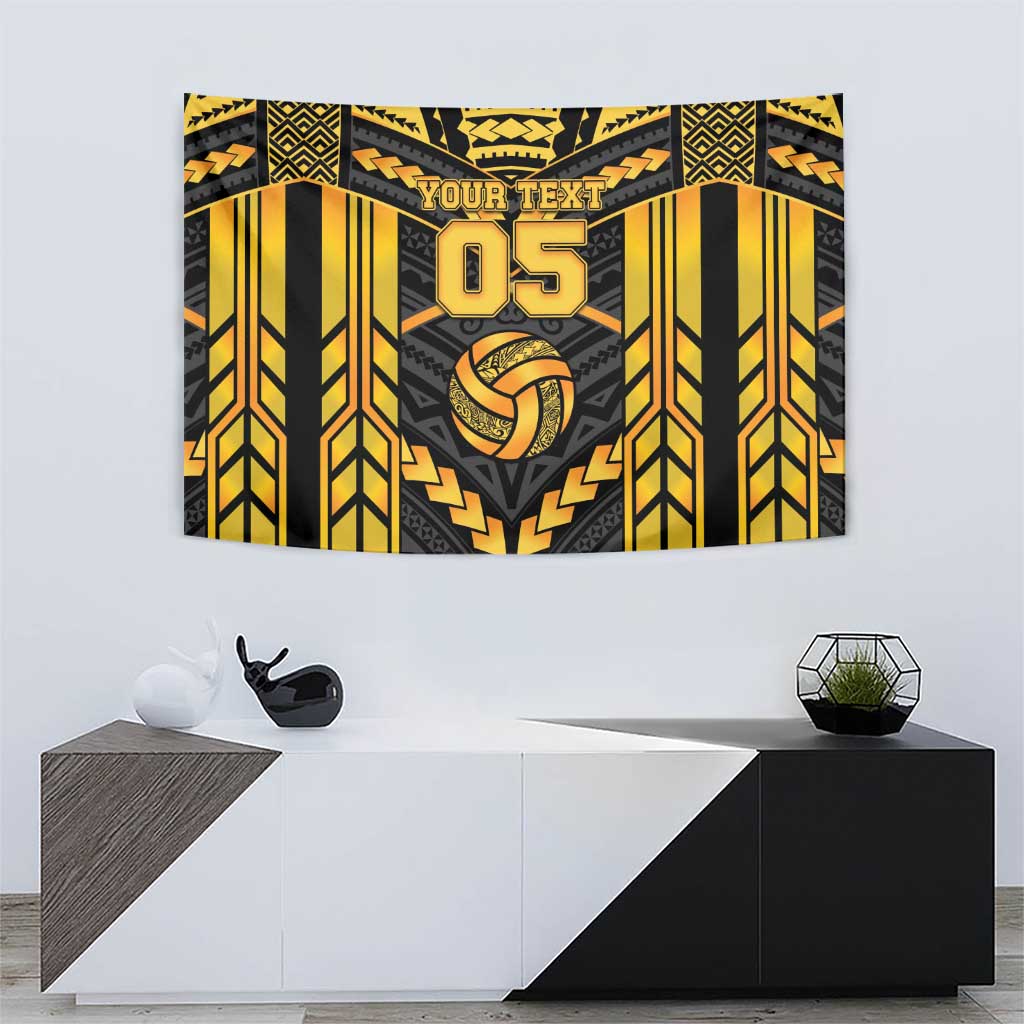 Custom Polynesia Beach Volleyball Tapestry Gold Polynesian Tribal Pattern LT05 - Polynesian Pride