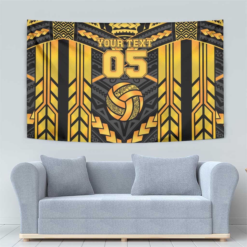 Custom Polynesia Beach Volleyball Tapestry Gold Polynesian Tribal Pattern LT05 - Polynesian Pride