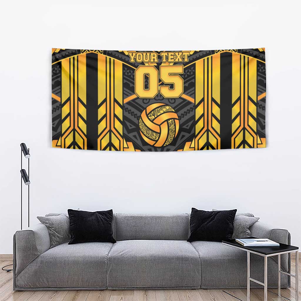 Custom Polynesia Beach Volleyball Tapestry Gold Polynesian Tribal Pattern LT05 - Polynesian Pride