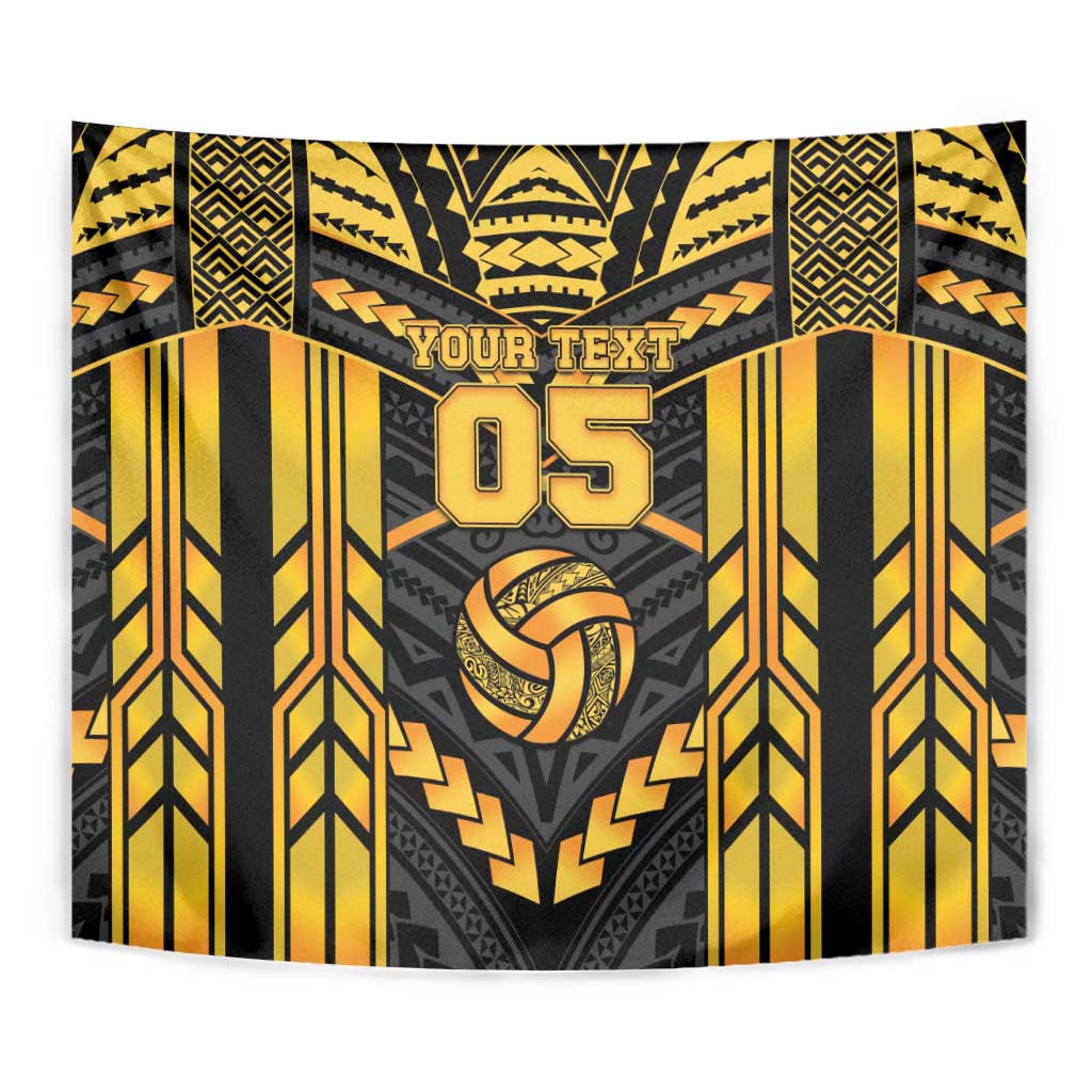 Custom Polynesia Beach Volleyball Tapestry Gold Polynesian Tribal Pattern LT05 - Polynesian Pride