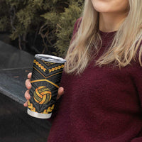 Custom Polynesia Beach Volleyball Tumbler Cup Gold Polynesian Tribal Pattern LT05 - Polynesian Pride