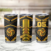 Custom Polynesia Beach Volleyball Tumbler Cup Gold Polynesian Tribal Pattern LT05 - Polynesian Pride