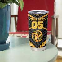 Custom Polynesia Beach Volleyball Tumbler Cup Gold Polynesian Tribal Pattern LT05 - Polynesian Pride