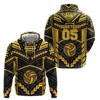 Custom Polynesia Beach Volleyball Zip Hoodie Gold Polynesian Tribal Pattern LT05 - Polynesian Pride