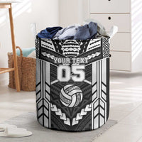 Custom Polynesia Beach Volleyball Laundry Basket Polynesian Tribal Pattern LT05 Black - Polynesian Pride