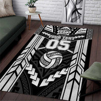 Custom Polynesia Beach Volleyball Area Rug Polynesian Tribal Pattern LT05 Black - Polynesian Pride