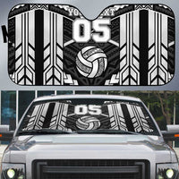 Custom Polynesia Beach Volleyball Auto Sun Shade Polynesian Tribal Pattern LT05 Black - Polynesian Pride