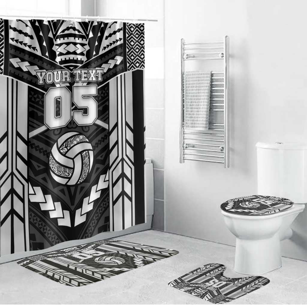 Custom Polynesia Beach Volleyball Bathroom Set Polynesian Tribal Pattern LT05 Bathroom Set (4 pcs) Black - Polynesian Pride