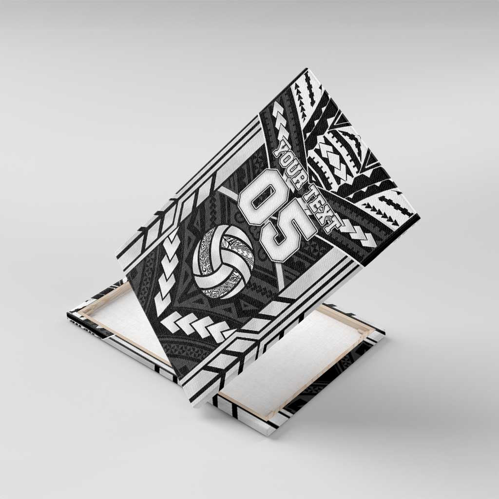 Custom Polynesia Beach Volleyball Canvas Wall Art Polynesian Tribal Pattern LT05 With Frame Black - Polynesian Pride