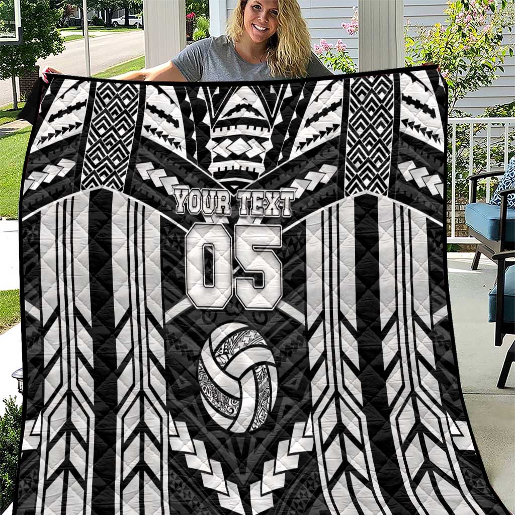 Custom Polynesia Beach Volleyball Quilt Polynesian Tribal Pattern LT05 Black - Polynesian Pride