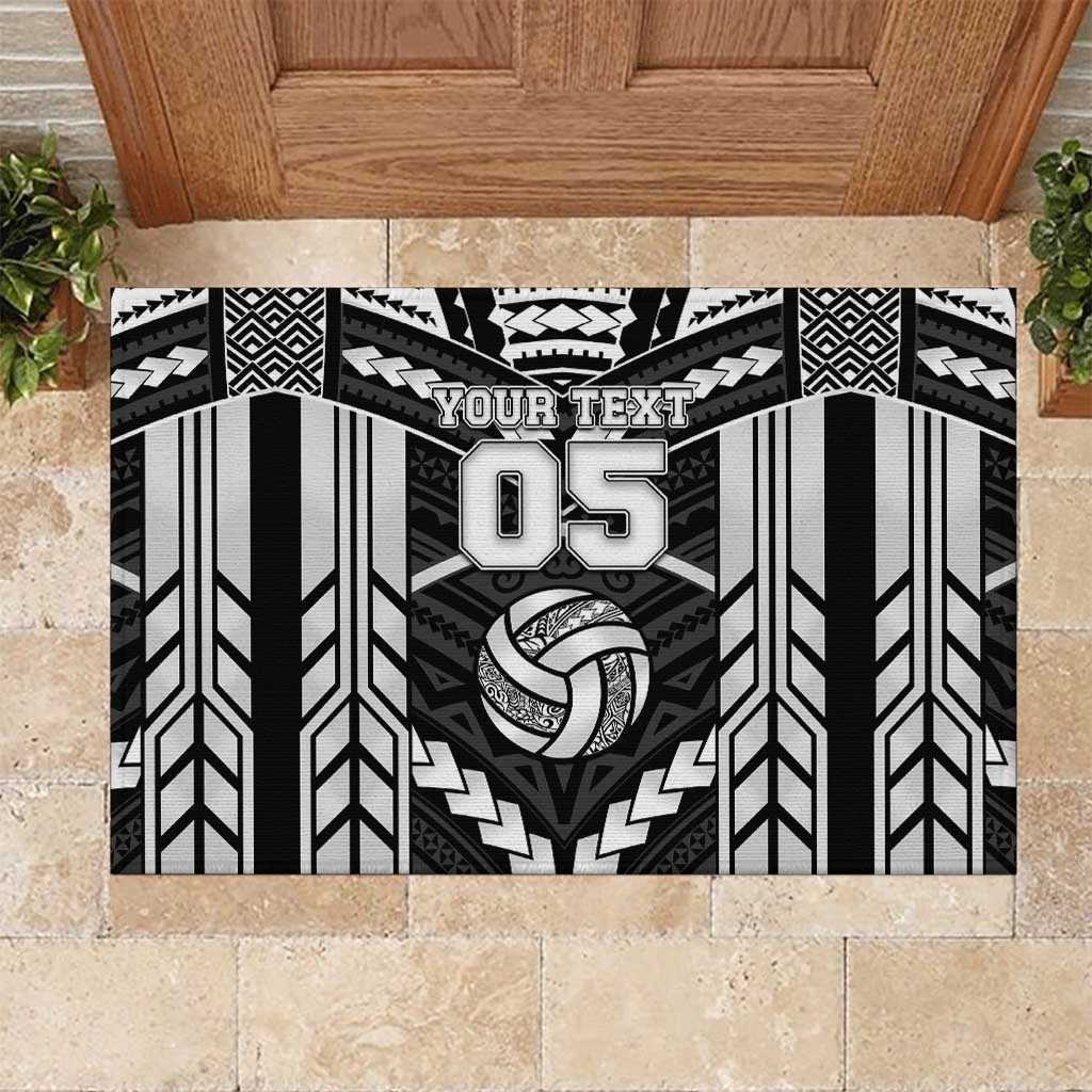 Custom Polynesia Beach Volleyball Rubber Doormat Polynesian Tribal Pattern LT05 Black - Polynesian Pride
