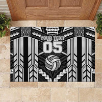 Custom Polynesia Beach Volleyball Rubber Doormat Polynesian Tribal Pattern LT05 Black - Polynesian Pride
